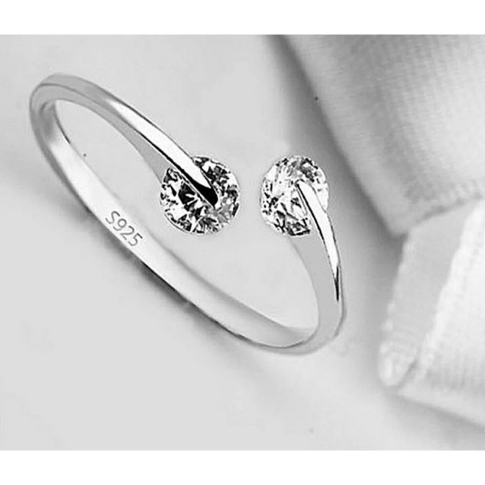 NEW Simulated Diamond Bypass Ring | White Gold Plated Sterling‎ Silver